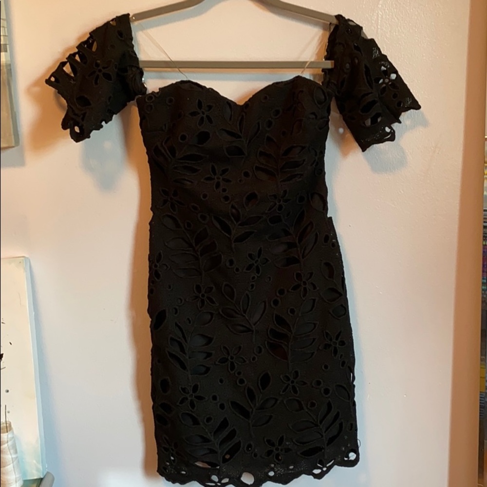 Off at he shoulder crochet dress